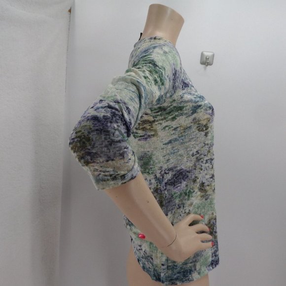 "NOMADIC TRADERS" MULTICOLOR ABSTRACT PRINT BURNOUT TEE BLOUSE TOP SIZE: S - Picture 2 of 3